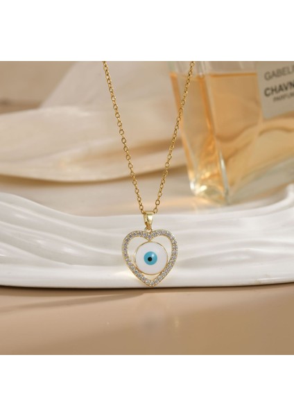 Sıcak Satış Titanyum Çelik Kolye Kadın Şeytanın Gözü Kolye Niş Işık Duygusu Lüks Yüz Eşleşen Köprücük Kemiği Zincir Takı (Yurt Dışından)