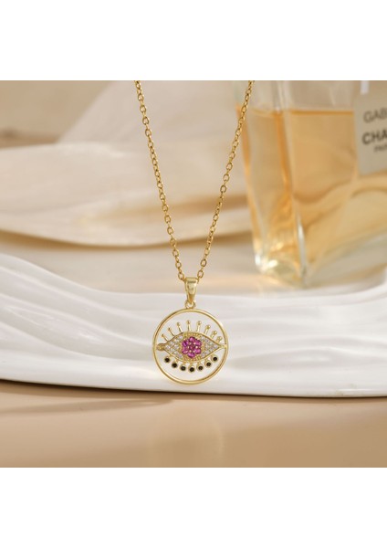 Sıcak Satış Titanyum Çelik Kolye Kadın Şeytanın Gözü Kolye Niş Işık Duygusu Lüks Yüz Eşleşen Köprücük Kemiği Zincir Takı (Yurt Dışından)