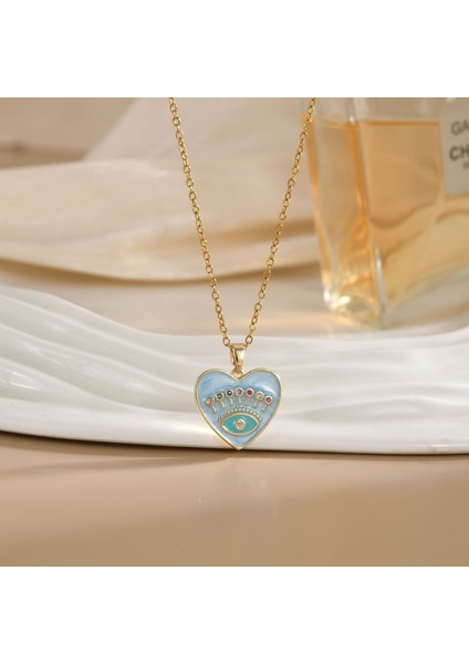 Sıcak Satış Titanyum Çelik Kolye Kadın Şeytanın Gözü Kolye Niş Işık Duygusu Lüks Yüz Eşleşen Köprücük Kemiği Zincir Takı (Yurt Dışından)