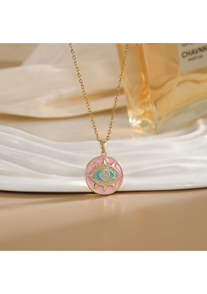 Sıcak Satış Titanyum Çelik Kolye Kadın Şeytanın Gözü Kolye Niş Işık Duygusu Lüks Yüz Eşleşen Köprücük Kemiği Zincir Takı (Yurt Dışından)