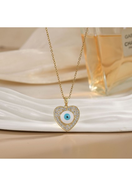 Sıcak Satış Titanyum Çelik Kolye Kadın Şeytanın Gözü Kolye Niş Işık Duygusu Lüks Yüz Eşleşen Köprücük Kemiği Zincir Takı (Yurt Dışından)