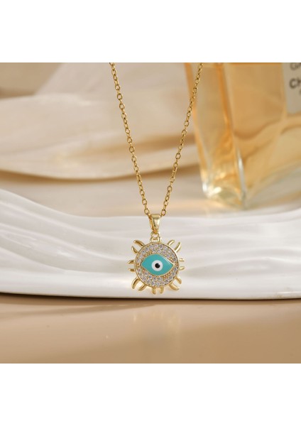 Sıcak Satış Titanyum Çelik Kolye Kadın Şeytanın Gözü Kolye Niş Işık Duygusu Lüks Yüz Eşleşen Köprücük Kemiği Zincir Takı (Yurt Dışından)
