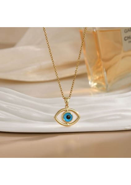 Sıcak Satış Titanyum Çelik Kolye Kadın Şeytanın Gözü Kolye Niş Işık Duygusu Lüks Yüz Eşleşen Köprücük Kemiği Zincir Takı (Yurt Dışından)