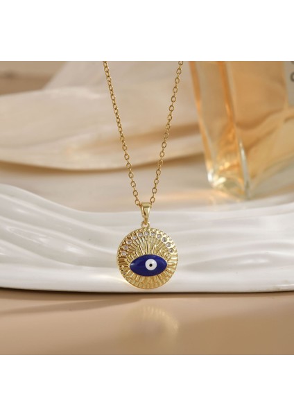 Sıcak Satış Titanyum Çelik Kolye Kadın Şeytanın Gözü Kolye Niş Işık Duygusu Lüks Yüz Eşleşen Köprücük Kemiği Zincir Takı (Yurt Dışından)