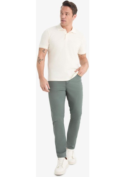 Yazlık Gabardin Chino Kanvas Pantolon Slim Fit Dar Kesim Dar Paça Cepli