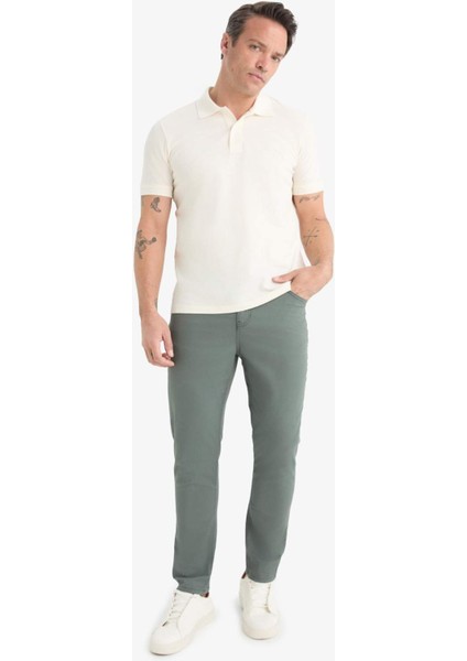 Yazlık Gabardin Chino Kanvas Pantolon Slim Fit Dar Kesim Dar Paça Cepli