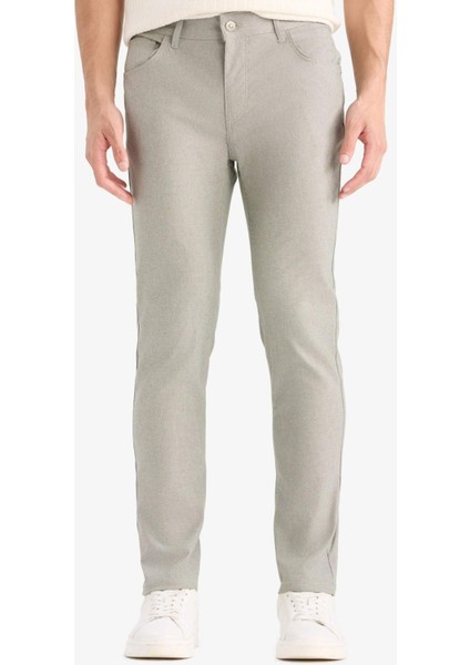 Yazlık Chino Kanvas Dokulu Pantolon Slim Fit Dar Kesim Cepli Dar Paça T1055AZ25SP