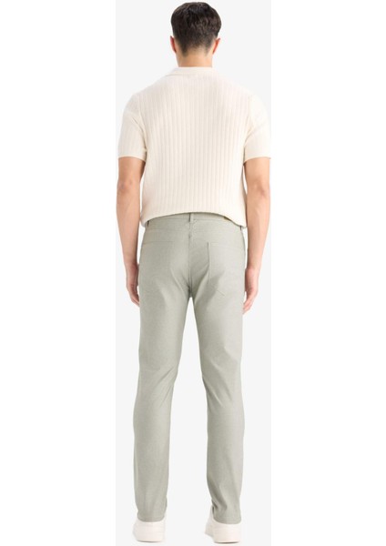 Yazlık Chino Kanvas Dokulu Pantolon Slim Fit Dar Kesim Cepli Dar Paça T1055AZ25SP