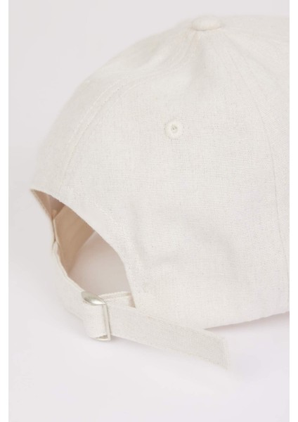 Kadın Nakışlı Keten Cap Şapka B7809AX25SM