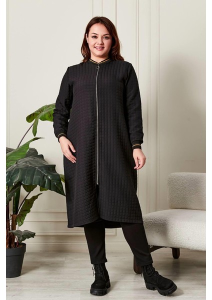 Kadın Büyük Beden Fermuarlı Kapitone Kap indirimleri