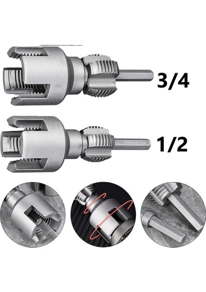 -2’ Li Set Iç Dış Plastik Boru Diş Açma Seti 1/2 ve 3/4 Inç Borularla Uyumlu