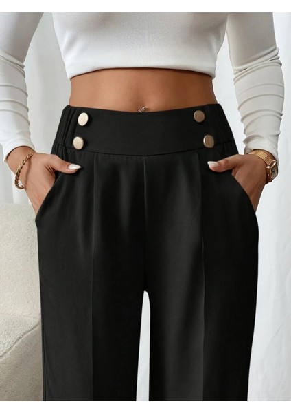 Ozgn Kadın Beli Lastikli Düğmeli Ithal Krep Pantolon fiyatları