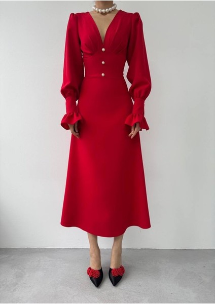 Ozgn Meta Düğme Detaylı Elbise modelleri