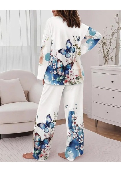 Ozgn Kadın Uzun Kollu Bisiklet Yaka Kelebek Desenli Iki Iplik Alt Üst Takım modelleri
