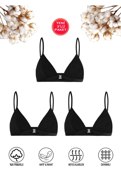 Özkan 0923 3'lü Paket Kız Çocuk %95 Pamuklu Süprem Likralı Esnek Rahat Kapsız Pedsiz Alıştırma Sütyeni Ince Askılı Yarım Atlet Büstiyer;
