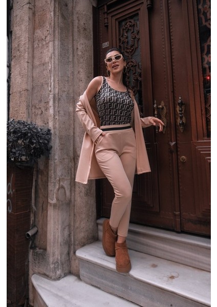 Ozgn Kadın Uzun Kollu Krep Üçlü Takım fiyatları