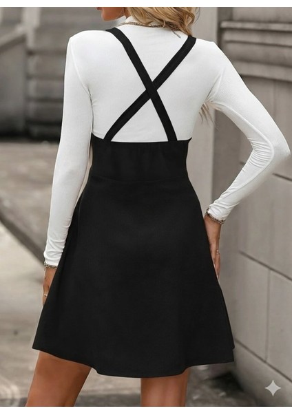 Ozgn Kadın Askılı Düğmeli Mini Süet Elbise fiyatları