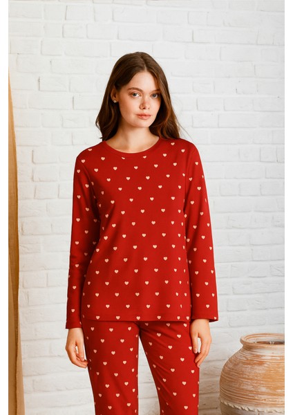 Mevsimlik Uzun Kollu Süet Kadın Pijama Takımı- Bisiklet Yaka Kadın Pijama modelleri