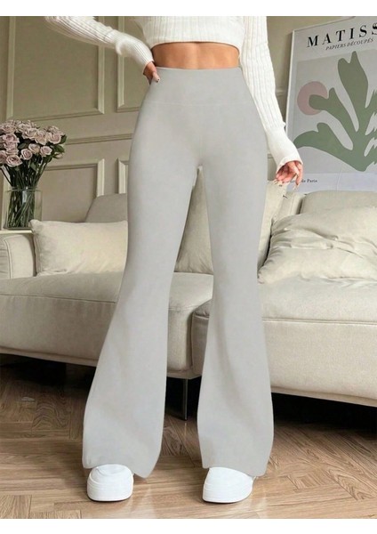 Ozgn Kadın Yüksek Bel Ispanyol Paçalı Pantolon Tayt fırsatları