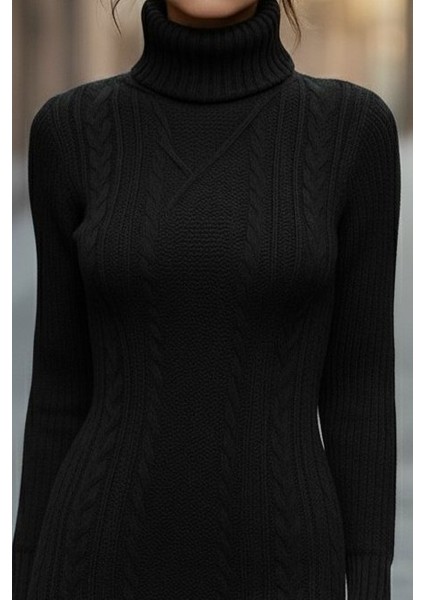 Ozgn Kadın Uzun Kollu Balıkçı Yaka Kısa Triko Elbise fiyatları