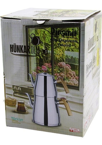 Pramit Aile Boy Çelik Çaydanlık Seti - Takımı Renkli Bakalit Kulp Üst Demlik: 1.5lt - Alt Suluk: 2.75LT Kendinden Süzgeçli (5131)