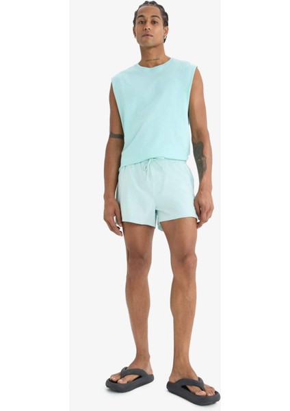 Fit Andy Baskılı Esnek Dokulu Kısa Boy Sporcu Deniz Şortu