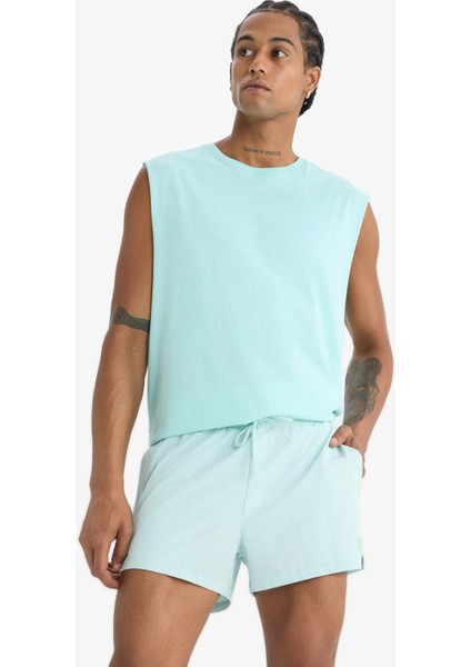 Fit Andy Baskılı Esnek Dokulu Kısa Boy Sporcu Deniz Şortu