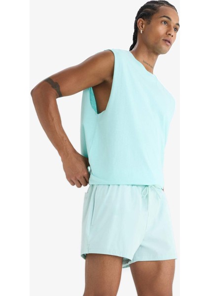 Fit Andy Baskılı Esnek Dokulu Kısa Boy Sporcu Deniz Şortu