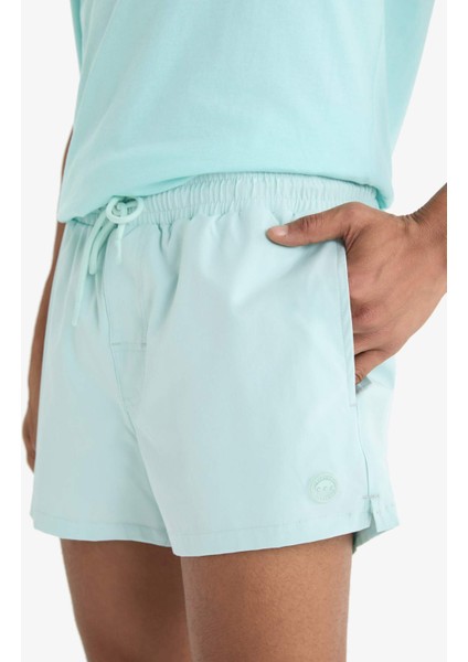 Fit Andy Baskılı Esnek Dokulu Kısa Boy Sporcu Deniz Şortu