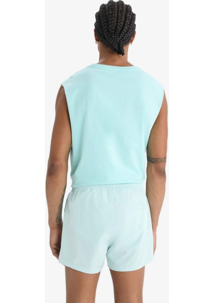 Fit Andy Baskılı Esnek Dokulu Kısa Boy Sporcu Deniz Şortu