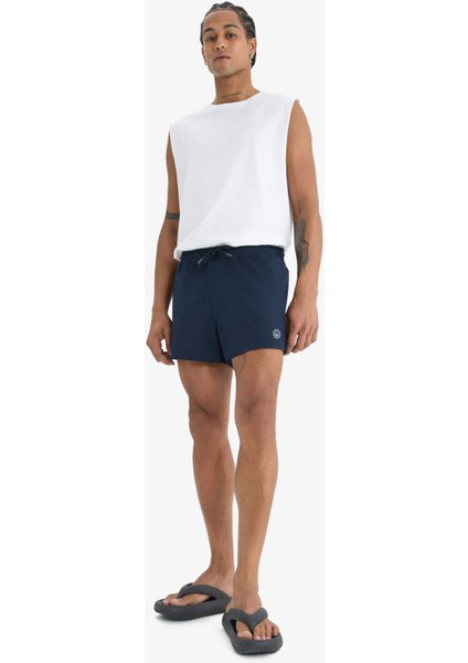 Fit Andy Baskılı Esnek Dokulu Kısa Boy Sporcu Deniz Şortu