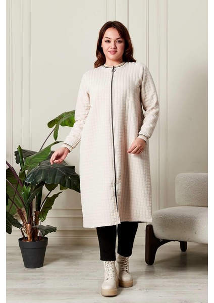 Kadın Büyük Beden Fermuarlı Kapitone Kap fırsatları