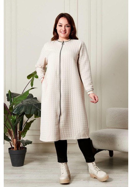 Kadın Büyük Beden Fermuarlı Kapitone Kap indirimleri