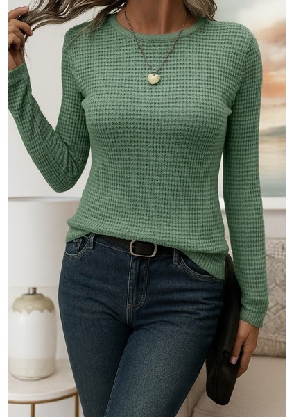 Ozgn Kadın Uzun Kollu Bisiklet Yaka Triko Kazak fiyatları