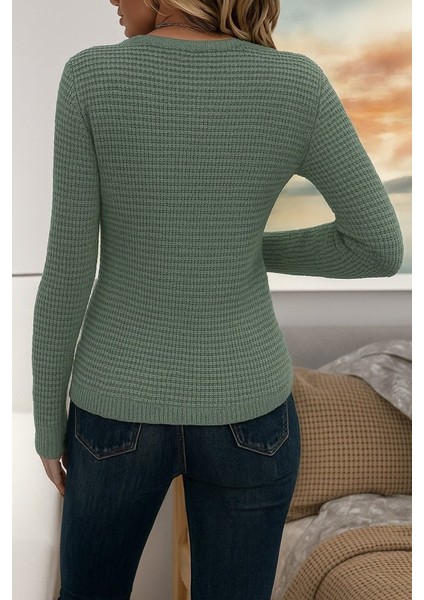 Ozgn Kadın Uzun Kollu Bisiklet Yaka Triko Kazak fırsatları