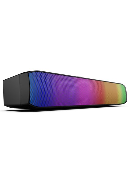 Lumatone 6W (3W X2) Full Rgb Işıklandırmalı USB + 3.5mm Audio Çıkışlı Ses Kontrolcülü Kompakt Tasarım Tak-Çalıştır Gaming & Müzik Soundbar Speaker modelleri