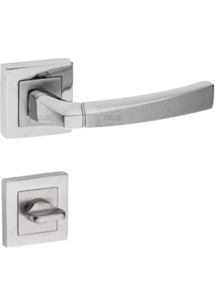 Gonca Kol Kare Rozetli Nikel Saten Wc Kapı Kolu