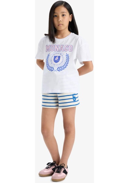 Kız Çocuk Beli Lastikli Çizgili Şort A2466A825HS