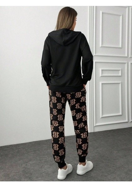 Ozgn Kadın Uzun Kollu Iki Iplik Kumaş Fermuar ve Cep Detay Kapüşonlu Ikili Takım fırsatları