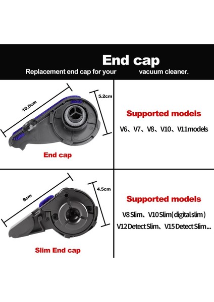 Rulo Fırça Çubuğu Uç Kapatma Başlığı V10 Slim V12 Detect Slim V15 Detect Slim Elektrikli Süpürge Yan Yedek Parçalar 2 Adet (Yurt Dışından) fırsatları