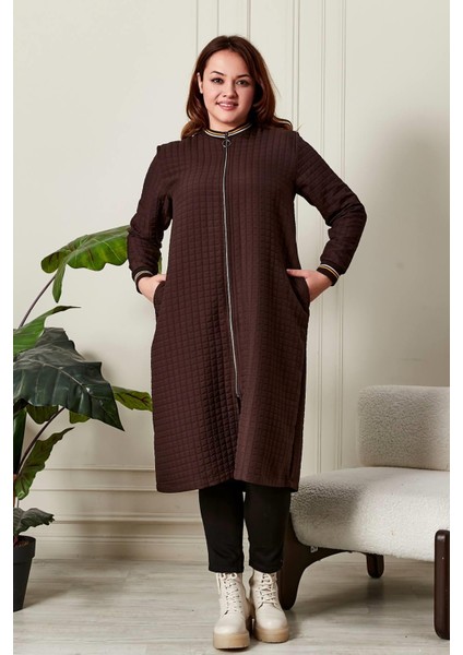 Kadın Büyük Beden Fermuarlı Kapitone Kap fırsatları