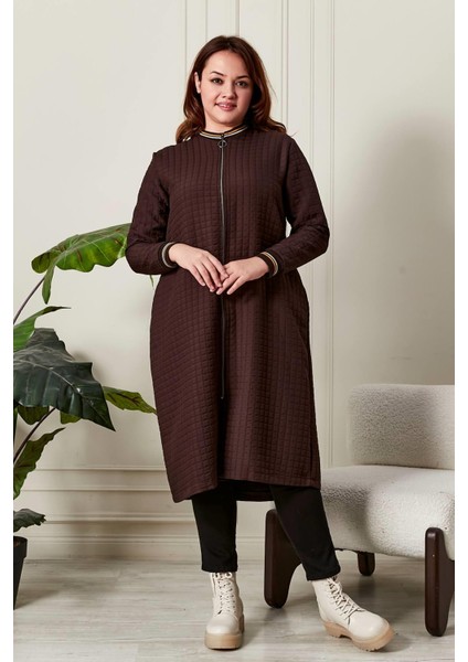 Kadın Büyük Beden Fermuarlı Kapitone Kap indirimleri