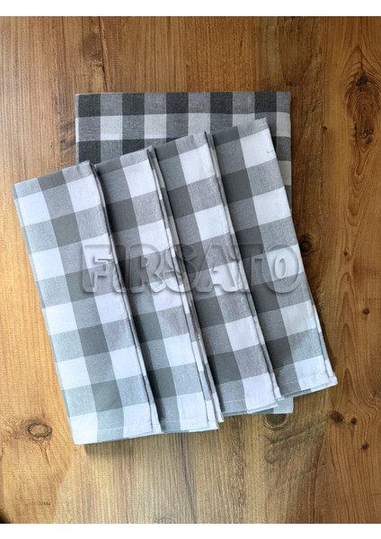 Karevibe Masa Örtüsü ve 4'lü Peçete Seti – Kare Desen, 5 Parça modelleri
