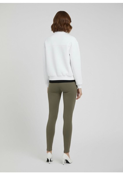 Ekru Dik Yaka Fermuarlı Çıtçıtlı Kapaklı Cepli Kısa Kadın Modal Bomber Ceket fırsatları