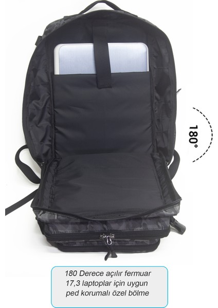 Ortaboy Taktik Sırt Çantası Günlük Spor Fitness Kamuflaj Desenli 30 Litre