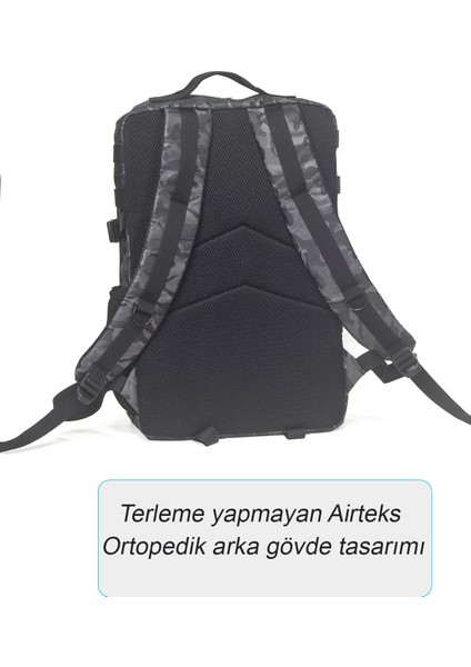 Ortaboy Taktik Sırt Çantası Günlük Spor Fitness Kamuflaj Desenli 30 Litre