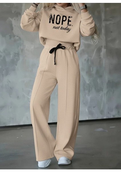 Ozgn Kadın Uzun Kollu Nope Baskılı Beli Ribanalı Ikili Takım fırsatları