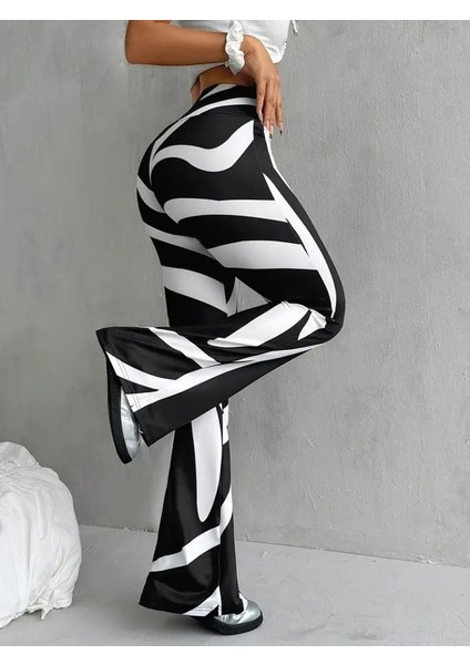 Ozgn Kadın Yüksek Bel Zebra Desenli Dalgıç Tayt fiyatları