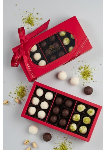 3 Çeşitli Truffle Hindistan Cevizli, Espresso Dolgulu, Antep Fıstık Kremalı Çikolata 210GR