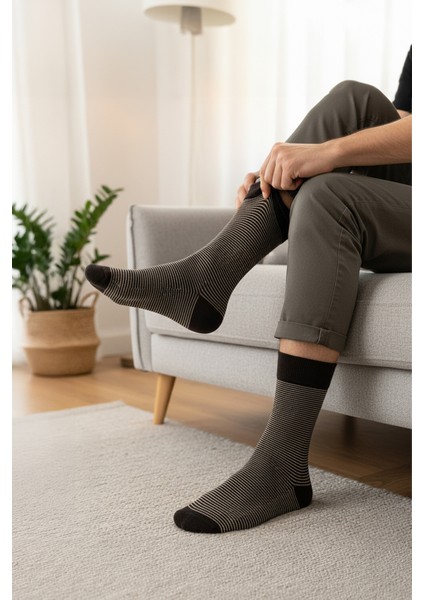 7'li Pamuk Erkek Soket Çorap Seti - Karışık Renkli Çemberli Çorap indirimleri